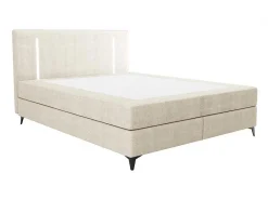 Set Boxspring Met Hoofdbord Met Ledverlichting + Bedbodem + Matras + Dekmatras - 160 X 200 Cm - Stof - Beige - Ono Van Ysmee-Ysmée Online