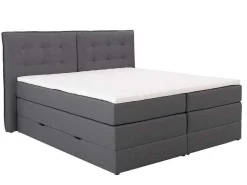 Set Boxspring Met Hoofdbord + Bedbodems Met Opbergruimte + Matras + Dekmatras - 180 X 200 Cm - Antracietkleurige Stof - Perama Van-Palacio Discount