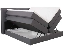 Set Boxspring Met Hoofdbord + Bedbodems Met Opbergruimte + Matras + Dekmatras - 180 X 200 Cm - Antracietkleurige Stof - Perama Van-Palacio Discount