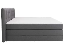 Set Boxspring Met Hoofdbord + Bedbodems Met Opbergruimte + Matras + Dekmatras - 180 X 200 Cm - Antracietkleurige Stof - Perama Van-Palacio Discount