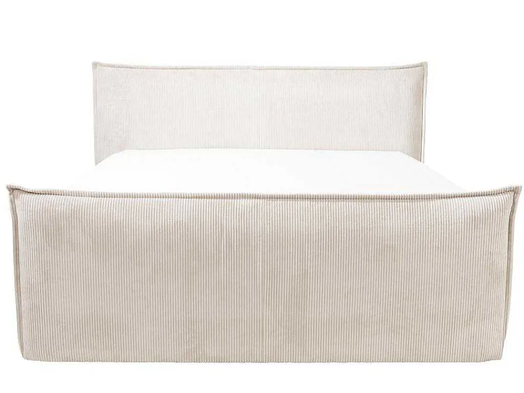 Set Boxspring Met Hoofdeinde + Bedbodems Met Opbergruimte + Matras + Dekmatras - 2 X 80 X 200 Cm - Ivoorwit Ribfluweel - Rhoda Van-Palacio Discount