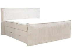 Set Boxspring Met Hoofdeinde + Bedbodems Met Opbergruimte + Matras + Dekmatras - 2 X 80 X 200 Cm - Ivoorwit Ribfluweel - Rhoda Van-Palacio Discount