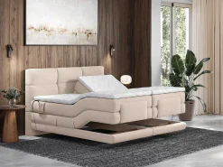 Set Boxspringbed Met Hoofdbord Met Capitons + Elektrische Relaxbedbodems + Matras + Dekmatras - 2 X 90 X 200 Cm - Beige - Lodi Van-Palacio Sale