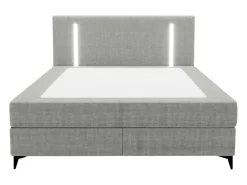 Set Complete Boxspring Met Hoofdbord Met Ledverlichting + Bedbodem + Matras + Dekmatras - 160 X 200 Cm - Stof - Grijs - Ono Van Ysmee-Ysmée Online