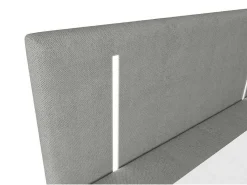 Set Complete Boxspring Met Hoofdbord Met Ledverlichting + Bedbodem + Matras + Dekmatras - 160 X 200 Cm - Stof - Grijs - Ono Van Ysmee-Ysmée Online