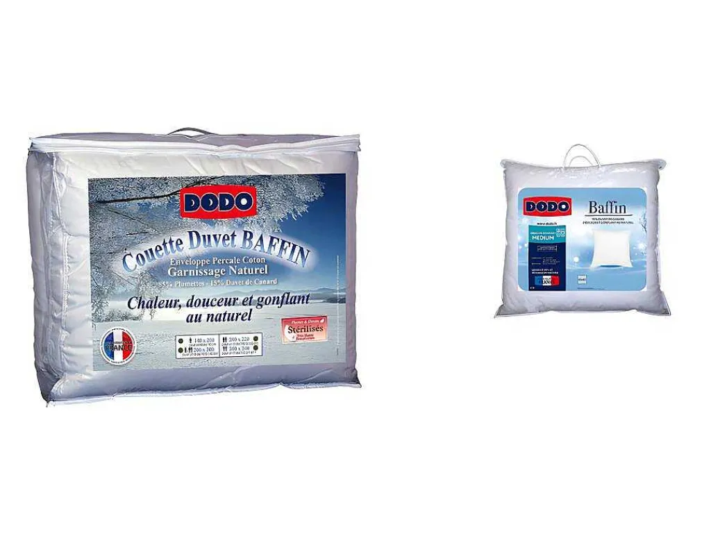 Set Dekbed Natuurlijk 240 X 260 Cm + 2 Hoofdkussens Dons Baffin 65 X 65 Cm-DODO Outlet