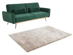 Set Donkergroene 3-Zitsslaapbank Launei En Taupekleurig Tapijt Dolce-Vente-unique New