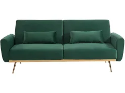 Set Donkergroene 3-Zitsslaapbank Launei En Taupekleurig Tapijt Dolce-Vente-unique New