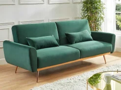 Set Donkergroene 3-Zitsslaapbank Launei En Taupekleurig Tapijt Dolce-Vente-unique New