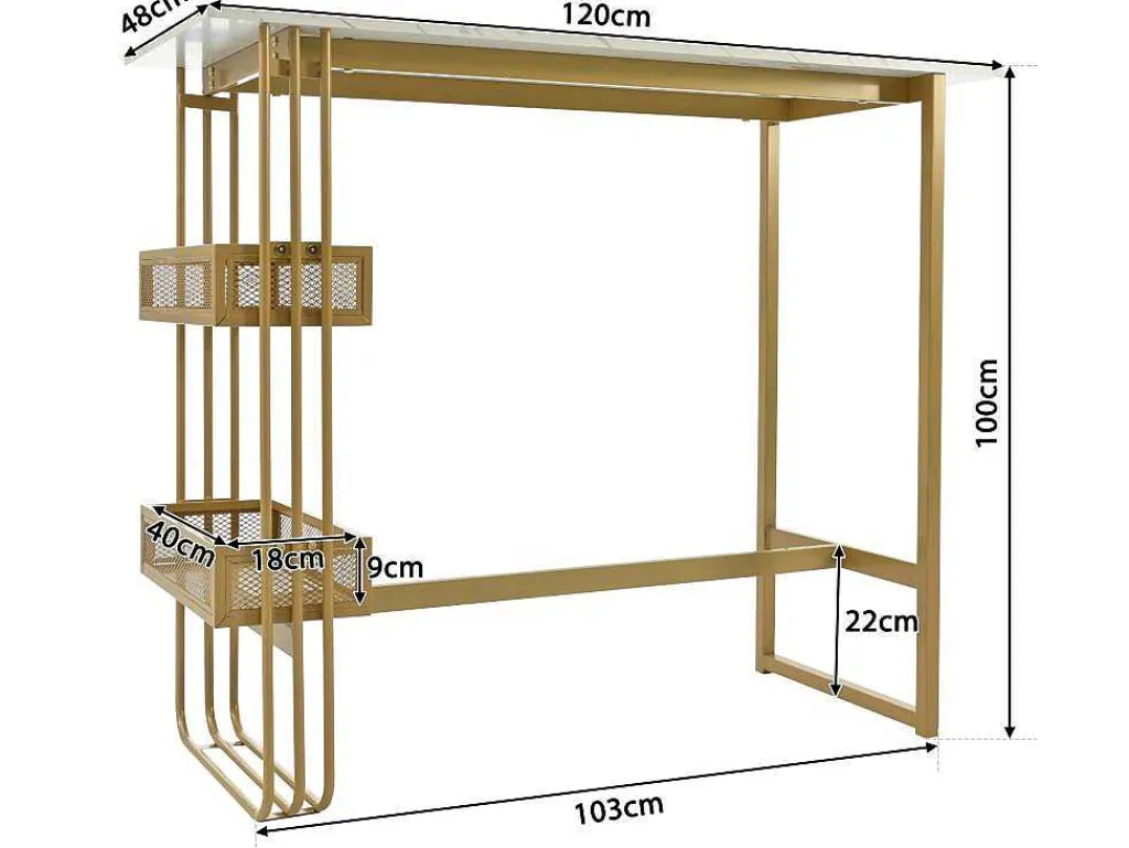 Set "Eat Standing": Bartafel En 2 Krukken - Metalen Structuur - Goud-ModernLuxe Sale