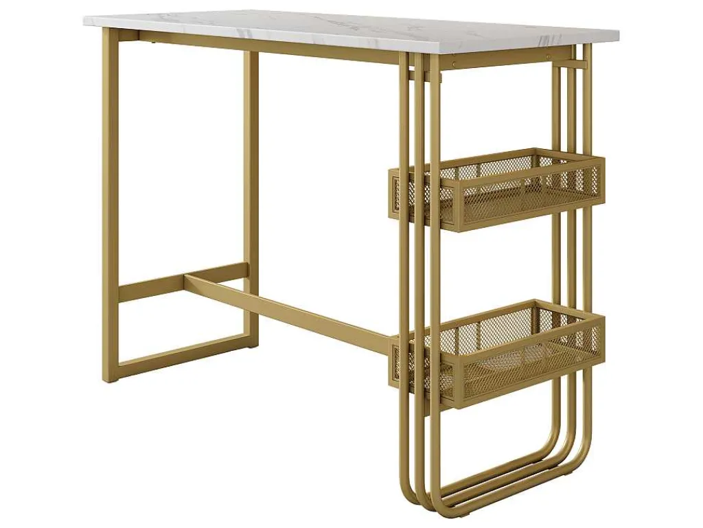 Set "Eat Standing": Bartafel En 4 Krukken - Metalen Structuur - Goud-ModernLuxe Best