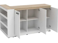 Set Keukeneiland + 2 Krukken - Wit En Licht Naturel - Nusice-Vente-unique Hot