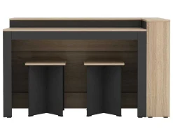 Set Keukeneiland + 2 Krukken - Zwart En Licht Naturel - Nusice-Vente-unique Clearance