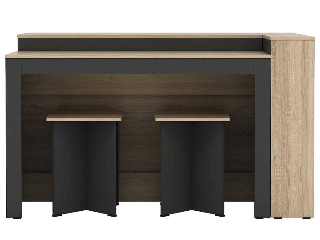 Set Keukeneiland + 2 Krukken - Zwart En Licht Naturel - Nusice-Vente-unique Clearance