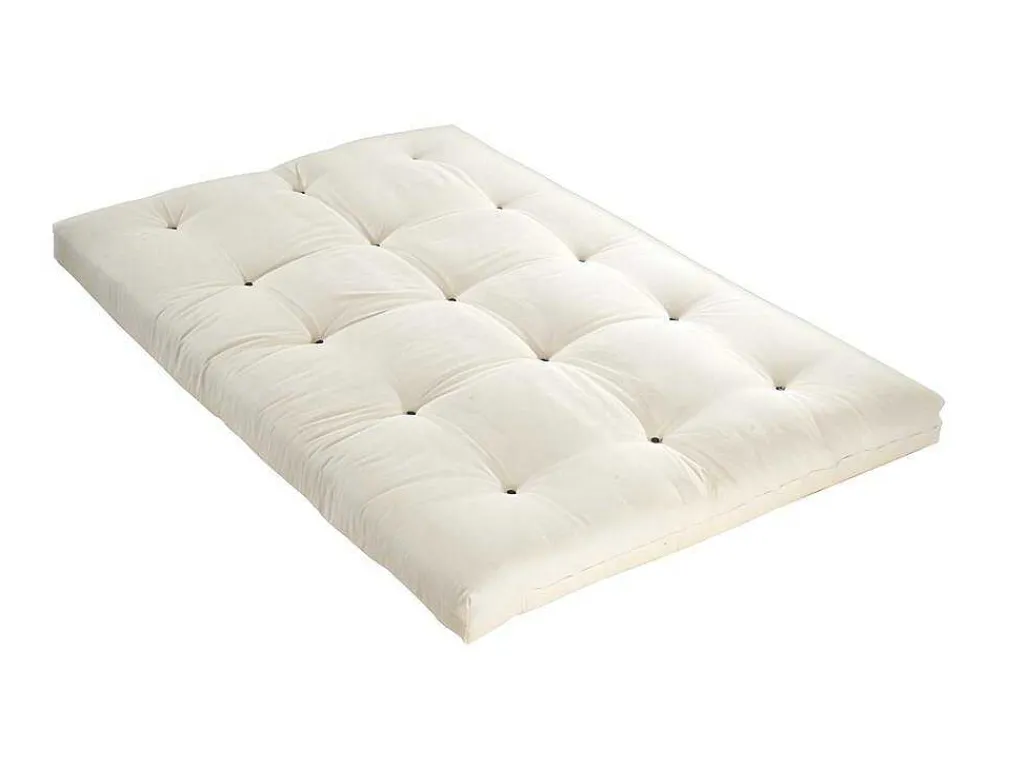 Set Lattenbodem + Futon 160 X 200 Cm - 100% Katoen - Shiva Van - Ecru-DREAMEA New