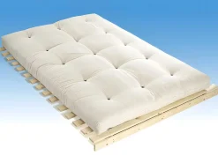 Set Lattenbodem + Futon 160 X 200 Cm - 100% Katoen - Shiva Van - Ecru-DREAMEA New