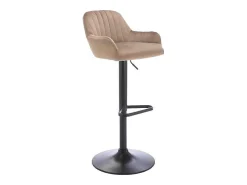 Set Van 2 Barkruk Van Velours En Zwart Metaal - Verstelbare Hoogte - Beige - Eleana-Vente-unique New