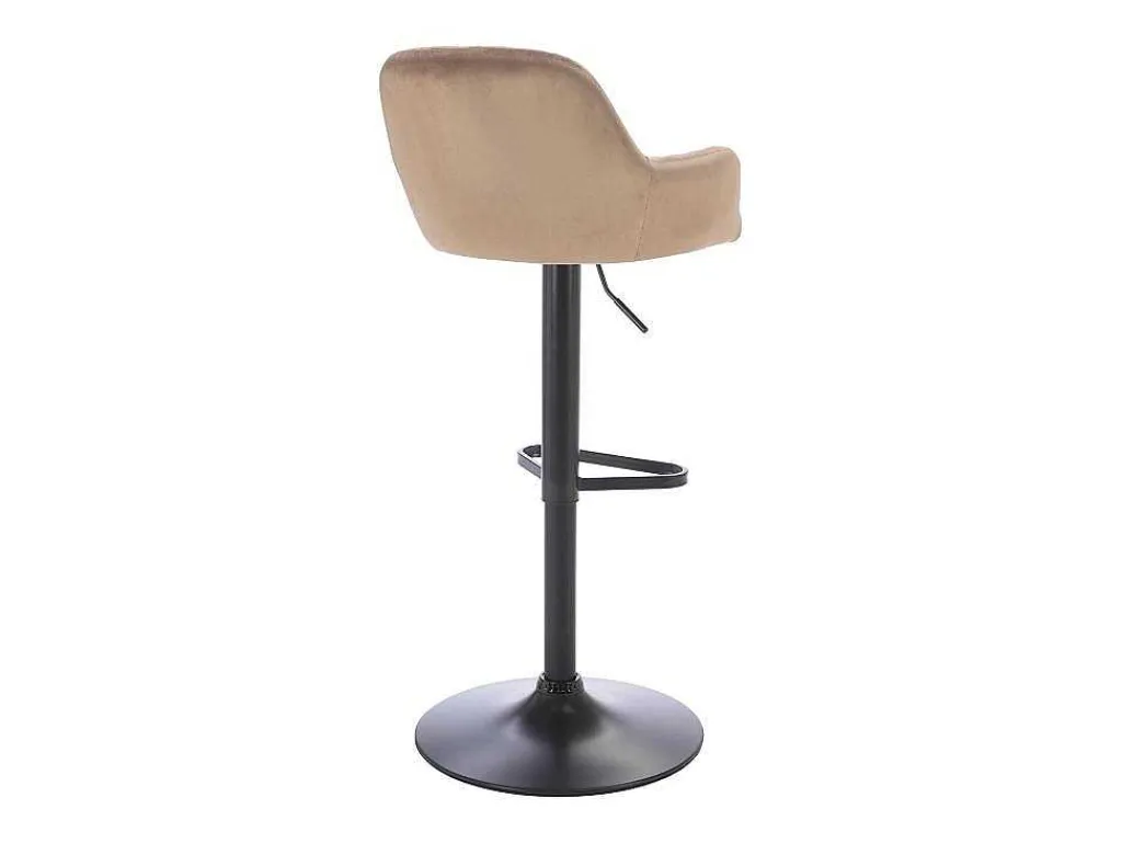 Set Van 2 Barkruk Van Velours En Zwart Metaal - Verstelbare Hoogte - Beige - Eleana-Vente-unique New
