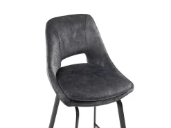 Set Van 2 Barkrukken - Fluweel En Metaal - Antraciet - Keline-Maison Céphy Online