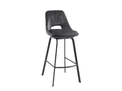 Set Van 2 Barkrukken - Fluweel En Metaal - Antraciet - Keline-Maison Céphy Online