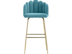 Set Van 2 Barkrukken - Fluweel En Metaal - Blauw-Vente-unique Hot