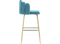 Set Van 2 Barkrukken - Fluweel En Metaal - Blauw-Vente-unique Hot