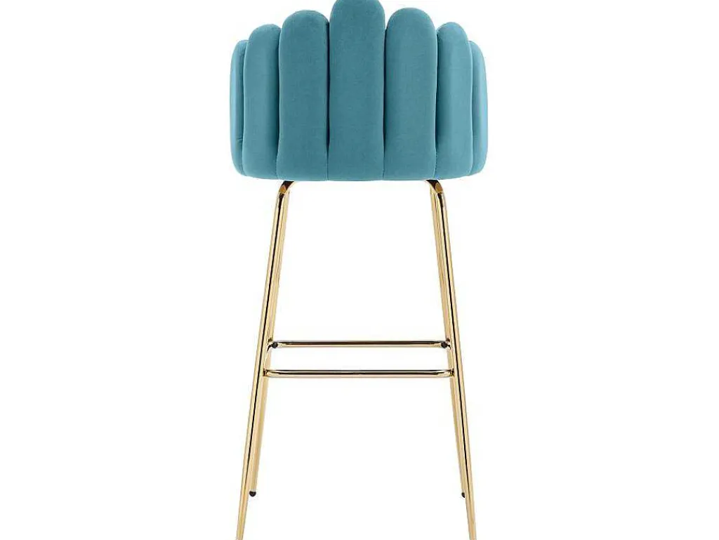 Set Van 2 Barkrukken - Fluweel En Metaal - Blauw-Vente-unique Hot