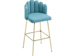 Set Van 2 Barkrukken - Fluweel En Metaal - Blauw-Vente-unique Hot
