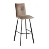 Set Van 2 Barkrukken - Fluweel En Metaal - Taupe - Indilane-Vente-unique Outlet