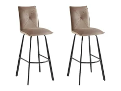 Set Van 2 Barkrukken - Fluweel En Metaal - Taupe - Indilane-Vente-unique Outlet