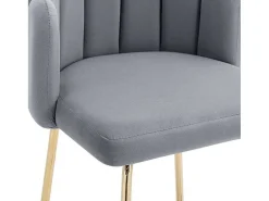 Set Van 2 Barkrukken - Fluweel En Metaal - Grijs-Vente-unique Sale
