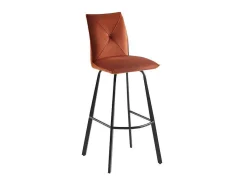 Set Van 2 Barkrukken - Fluweel En Metaal - Terracotta - Indilane-Vente-unique New