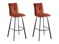 Set Van 2 Barkrukken - Fluweel En Metaal - Terracotta - Indilane-Vente-unique New