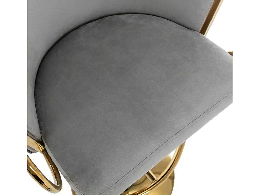 Set Van 4 Barkrukken - In Hoogte Verstelbaar - Fluweel - Grijs En Goud Metaal-Vente-unique Discount
