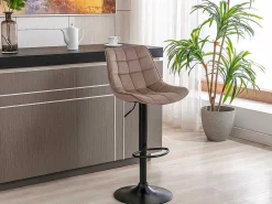 Set Van 2 Barkrukken Lima Ii - Fluweel & Metaal - Beige-Vente-unique Online