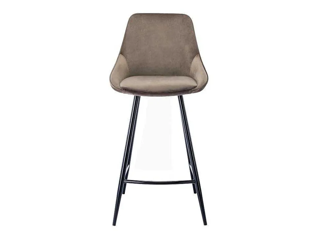 Set Van 2 Barkrukken Masurie - Fluweel - Taupe-Vente-unique Sale