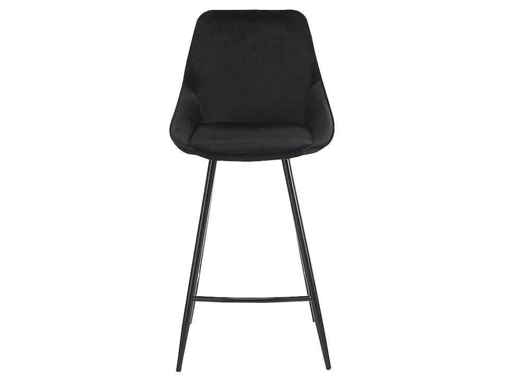 Set Van 2 Barkrukken Masurie - Velours - Zwart-Vente-unique Clearance