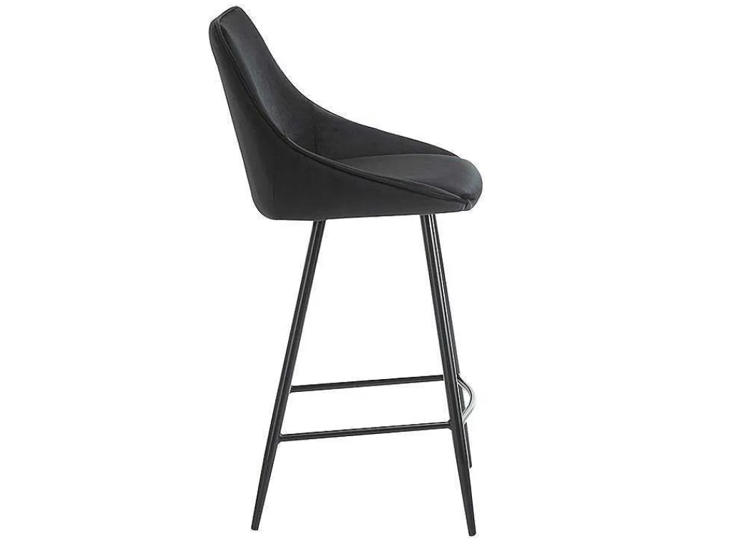 Set Van 2 Barkrukken Masurie - Velours - Zwart-Vente-unique Clearance