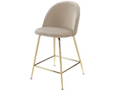 Set Van 2 Barkrukken Melbourne - Fluweel En Goudkleurig Metaal - Beige-Vente-unique Outlet