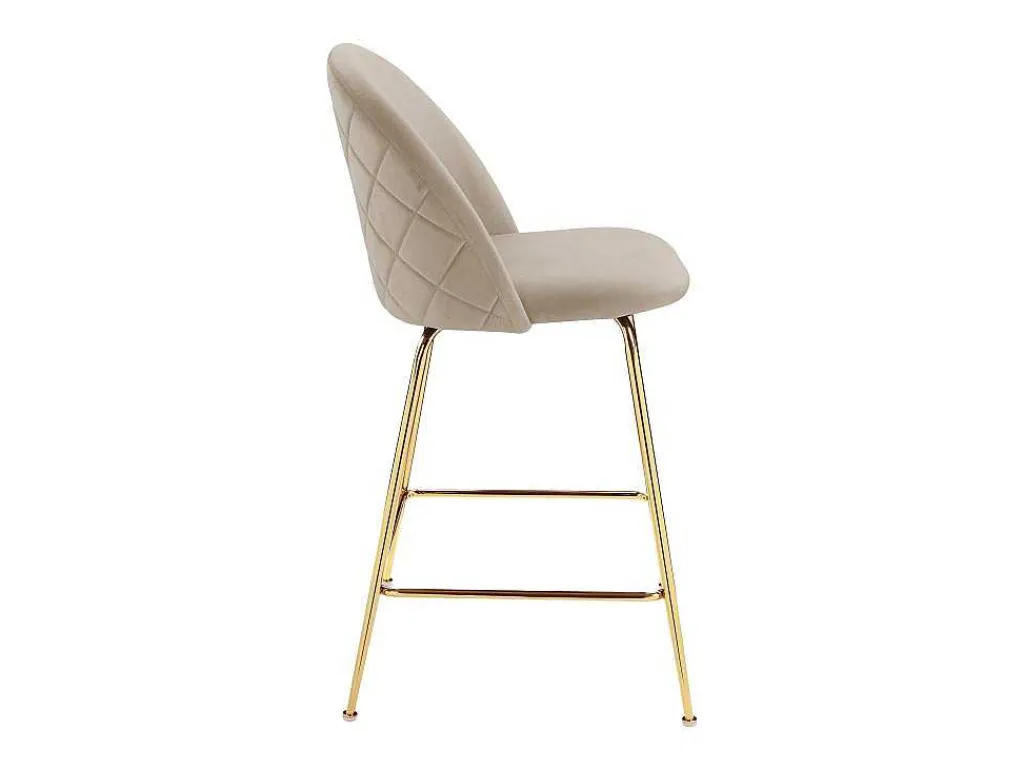 Set Van 2 Barkrukken Melbourne - Fluweel En Goudkleurig Metaal - Beige-Vente-unique Outlet