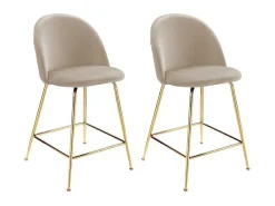 Set Van 2 Barkrukken Melbourne - Fluweel En Goudkleurig Metaal - Beige-Vente-unique Outlet