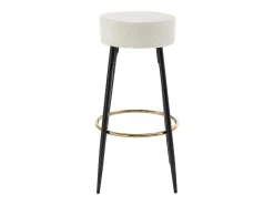 Set Van 2 Barkrukken Van Bouclestof En Zwart Staal - Wit En Goudkleurig - Belinio I-Vente-unique Online