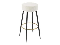 Set Van 2 Barkrukken Van Bouclestof En Zwart Staal - Wit En Goudkleurig - Belinio I-Vente-unique Online