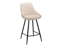 Set Van 2 Barkrukken Van Ribfluweel En Zwart Metaal - Cremewit - Masurie-Vente-unique Online