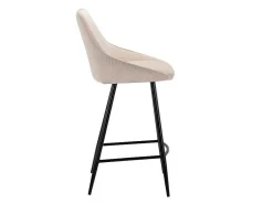 Set Van 2 Barkrukken Van Ribfluweel En Zwart Metaal - Cremewit - Masurie-Vente-unique Online