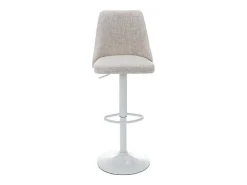 Set Van 2 Barkrukken Van Stof En Wit Metaal - Beige - Kiyola-Vente-unique Sale