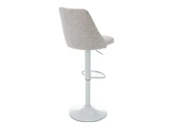 Set Van 2 Barkrukken Van Stof En Wit Metaal - Beige - Kiyola-Vente-unique Sale