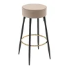 Set Van 2 Barkrukken Van Velours En Zwart Staal - Beige En Goudkleurig - Belinio I-Vente-unique Discount
