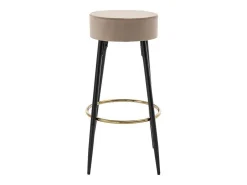 Set Van 2 Barkrukken Van Velours En Zwart Staal - Beige En Goudkleurig - Belinio I-Vente-unique Discount