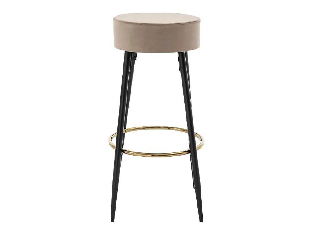 Set Van 2 Barkrukken Van Velours En Zwart Staal - Beige En Goudkleurig - Belinio I-Vente-unique Discount